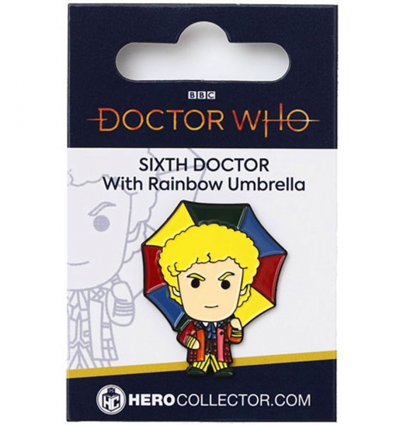 Doctor Who Sixth Doctor with Umbrella Chibi Style Pin Badge